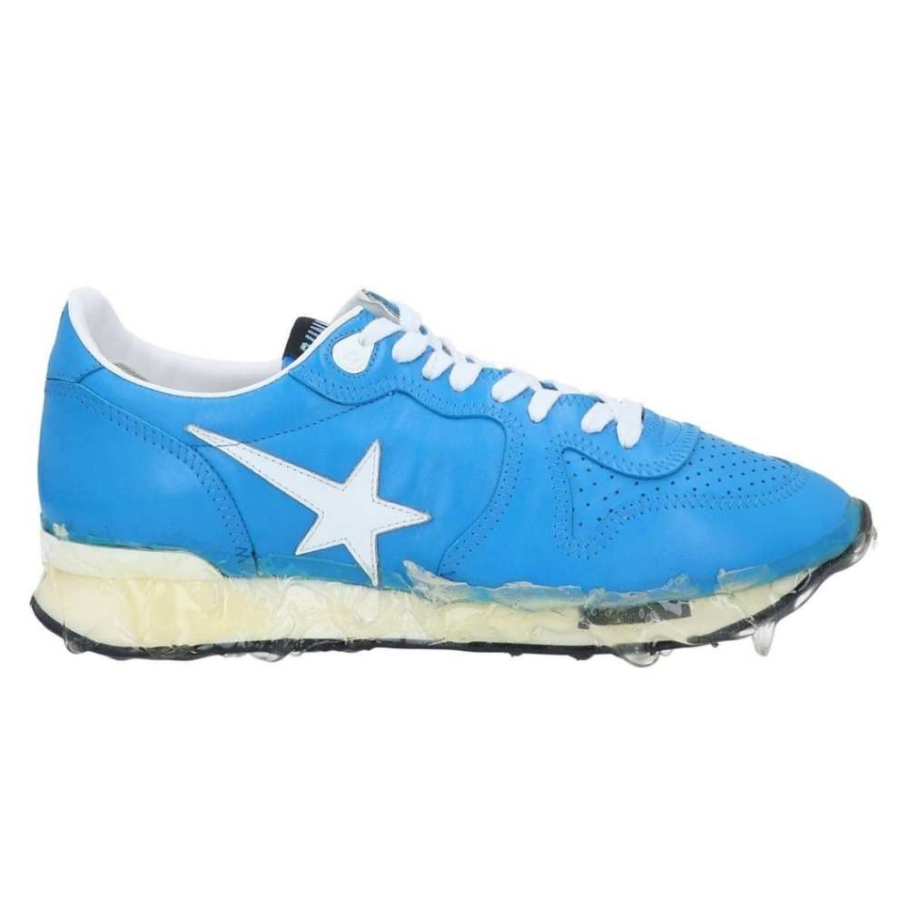 Golden Goose Running Blue Azure Lace Up Leather Sneakers Size 39 - Picture 12 of 13